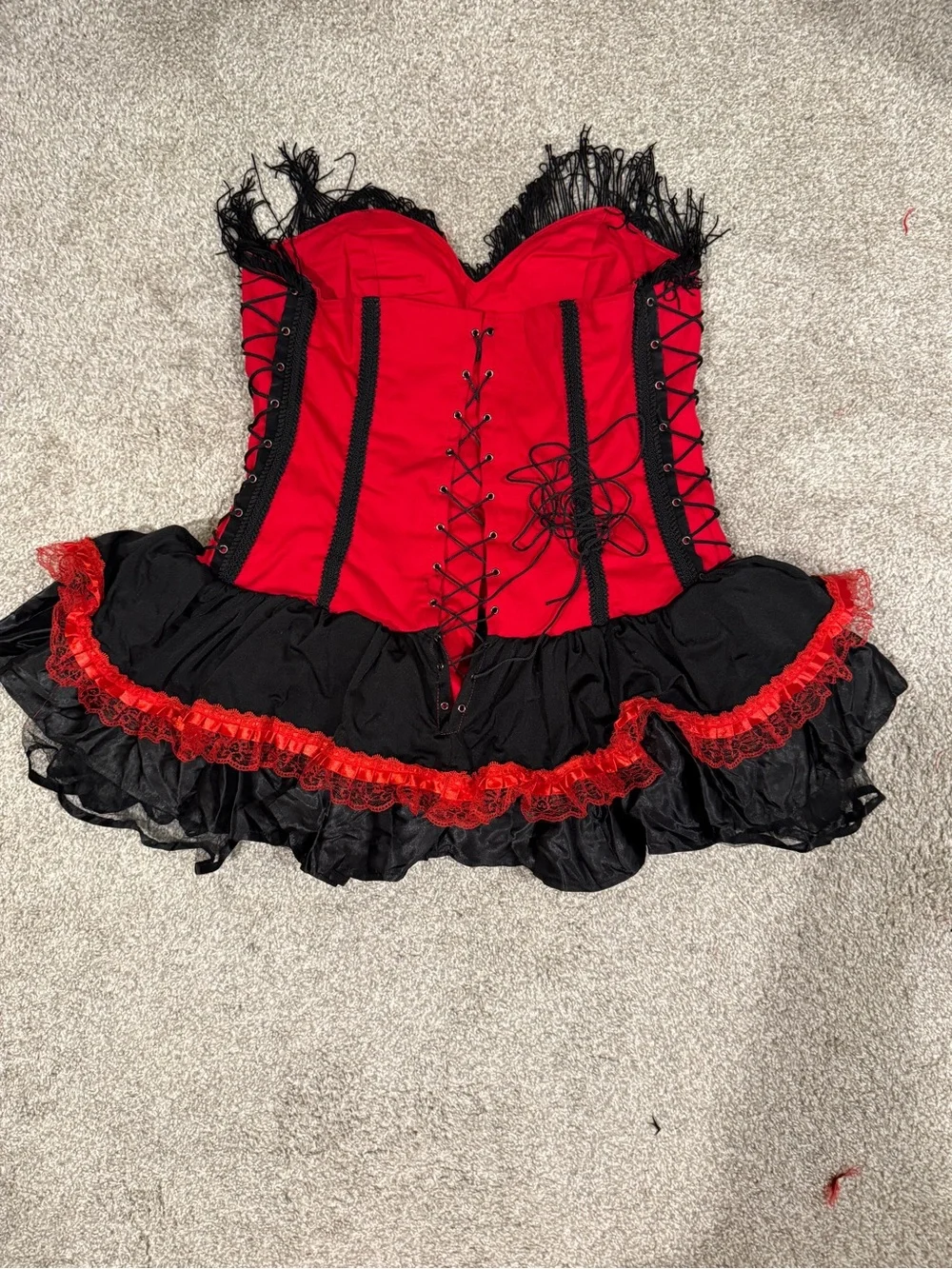 Red & Black Fringe Corset Costume Dress